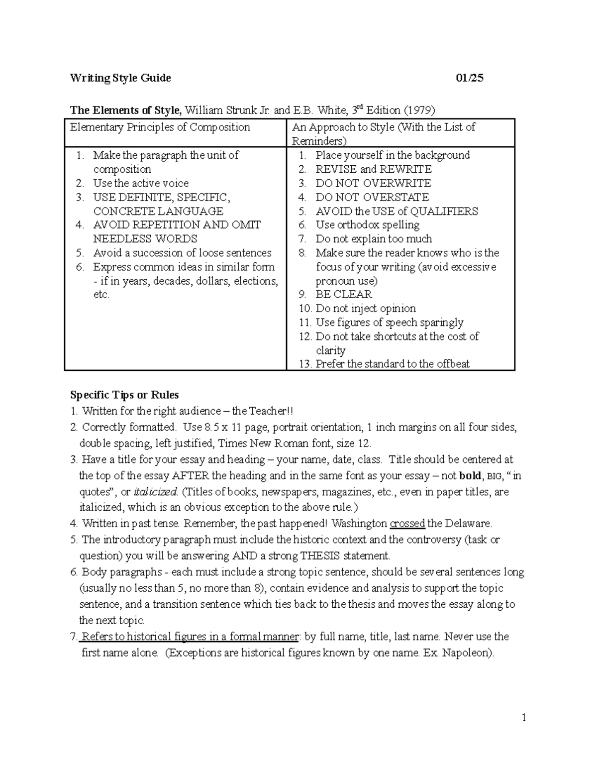 Writing Style Guide 2 - and E. White, 3rd Edition (1979) Elementary ...