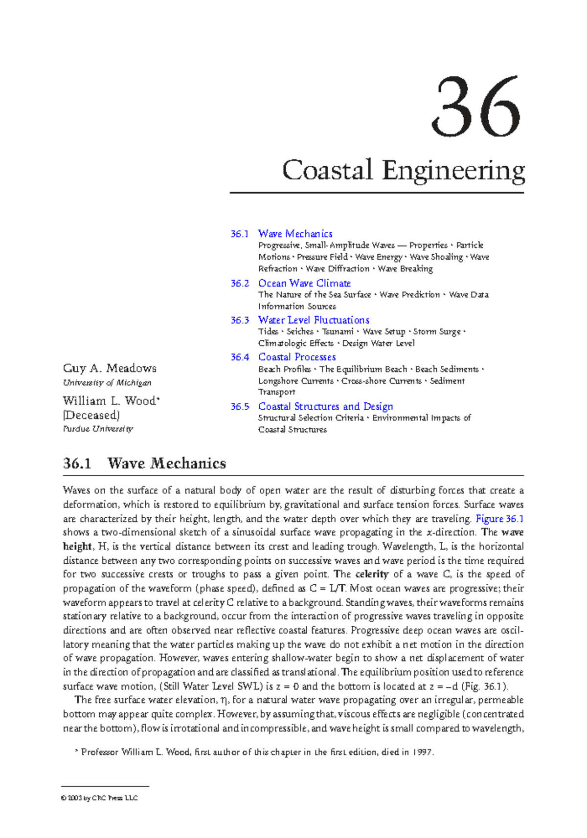 Coastal Engineering (CE 36) - Wave Mechanics and Coastal Processes ...