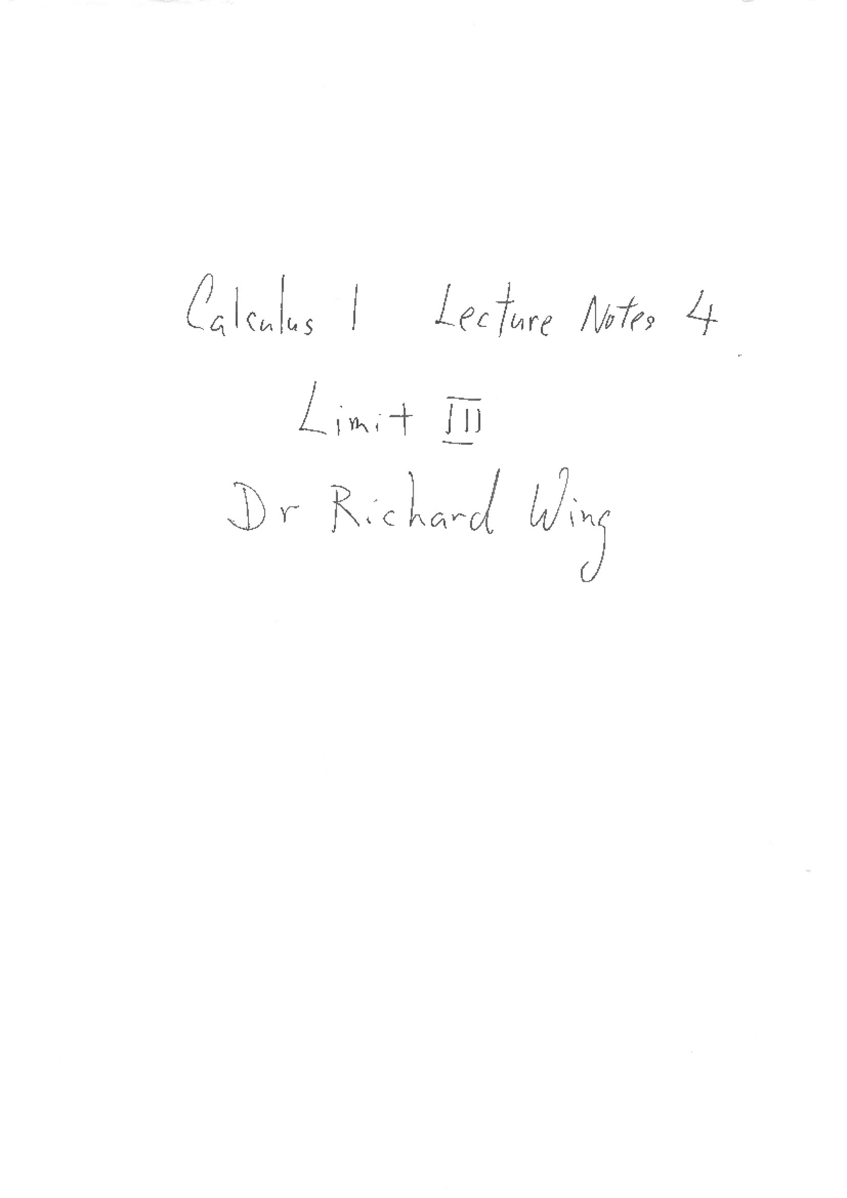 Calculus 1 Lecture Notes 4: Advanced Limits Techniques - Studocu