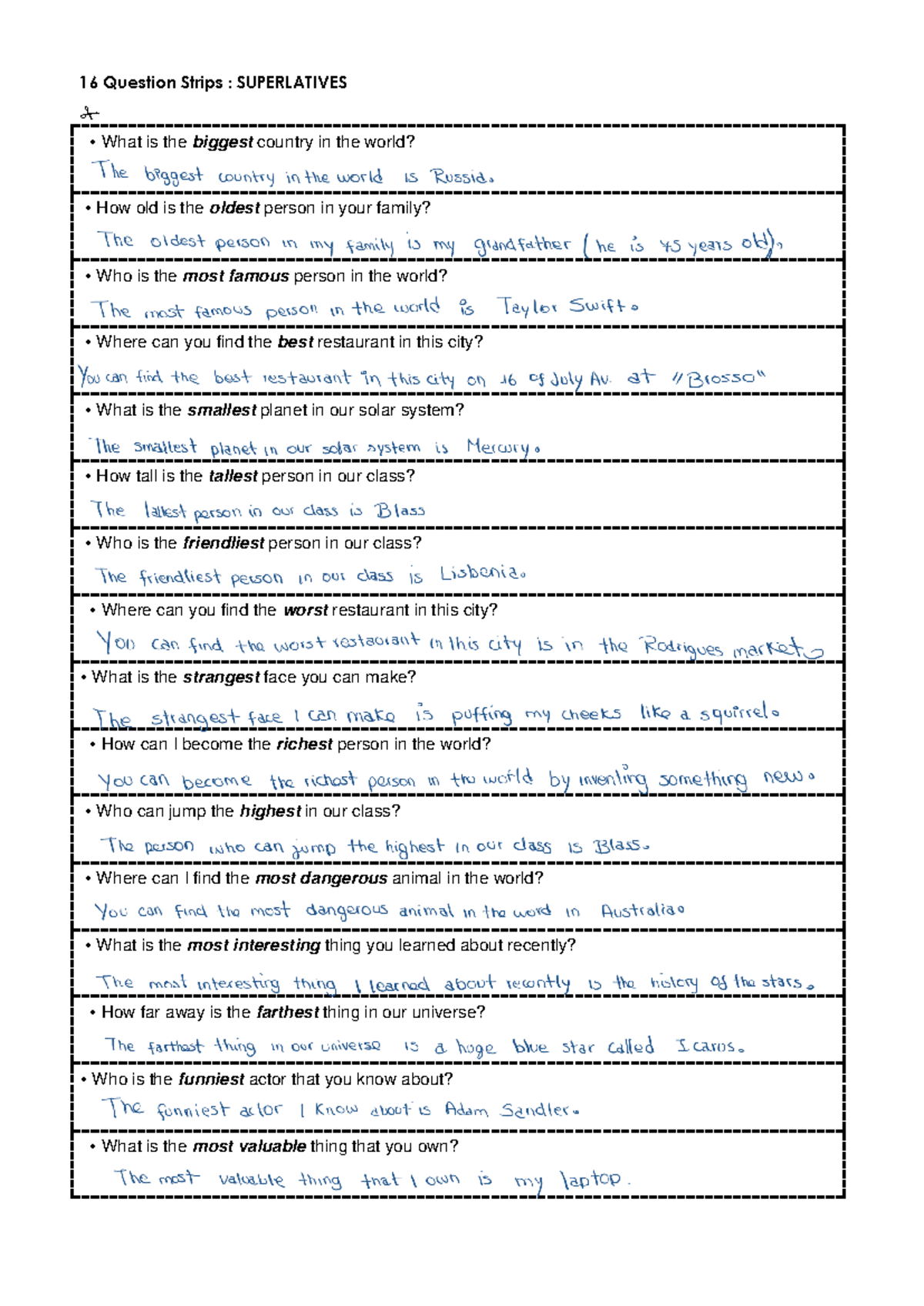 241002 Superlatives Questions: A Study Guide for 16Qs Exam - Studocu
