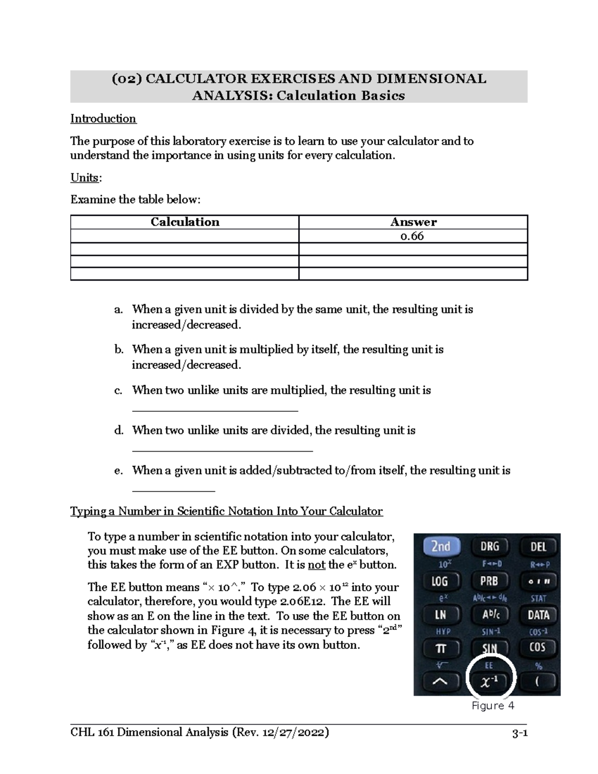 (02) Calculator Exercises & Dimensional Analysis: Calculation Basics ...