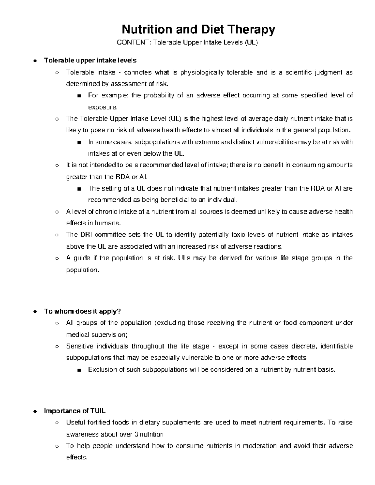 EDN Emergency Nutrition: Understanding Tolerable Upper Intake Levels ...