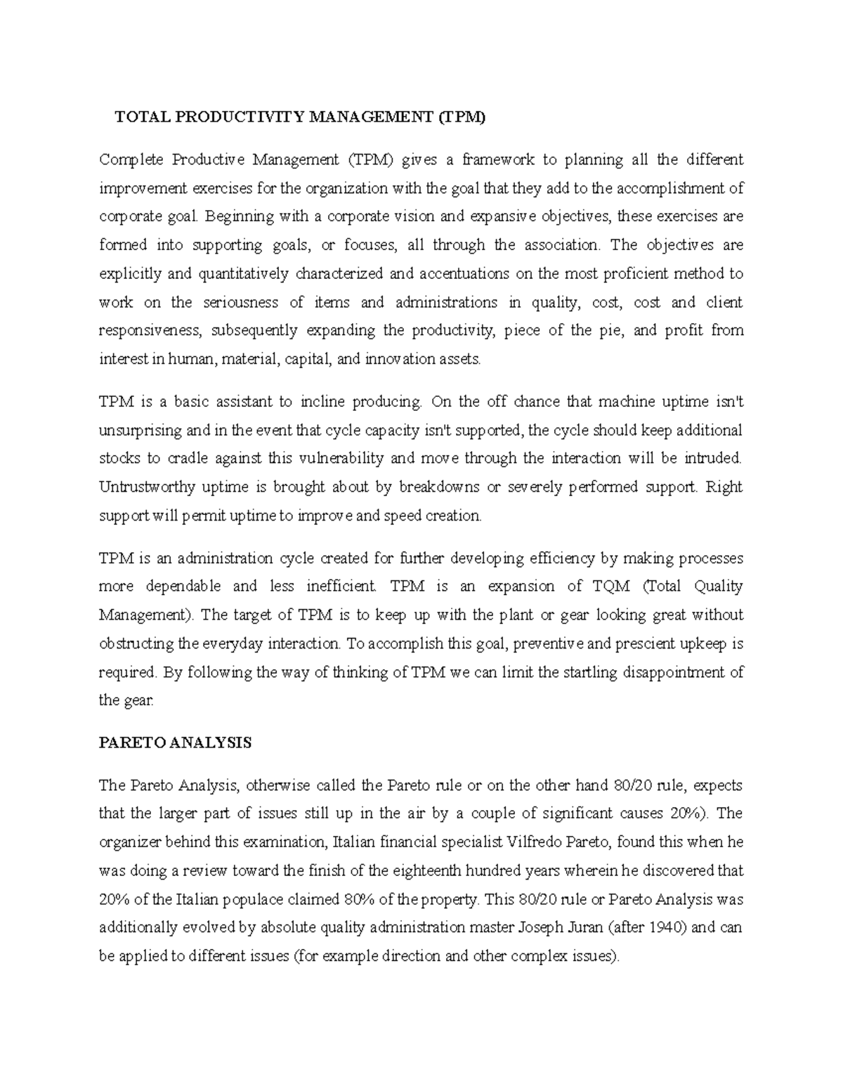 TPM Insights: Total Productivity Management Framework Explained - Studocu