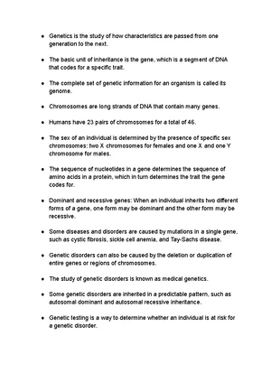 Genetics - Study Notes & Assignments - Studocu