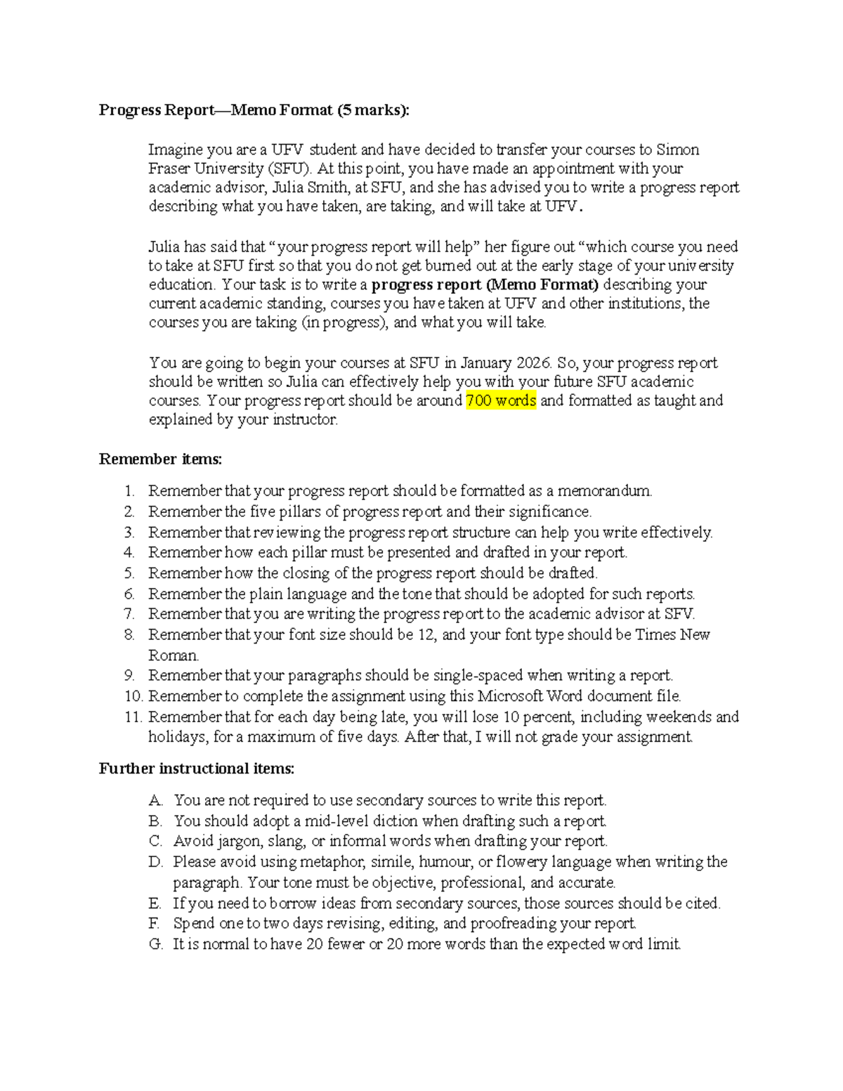Joban's Progress and Activity Reports Assignment - Progress Report—Memo ...
