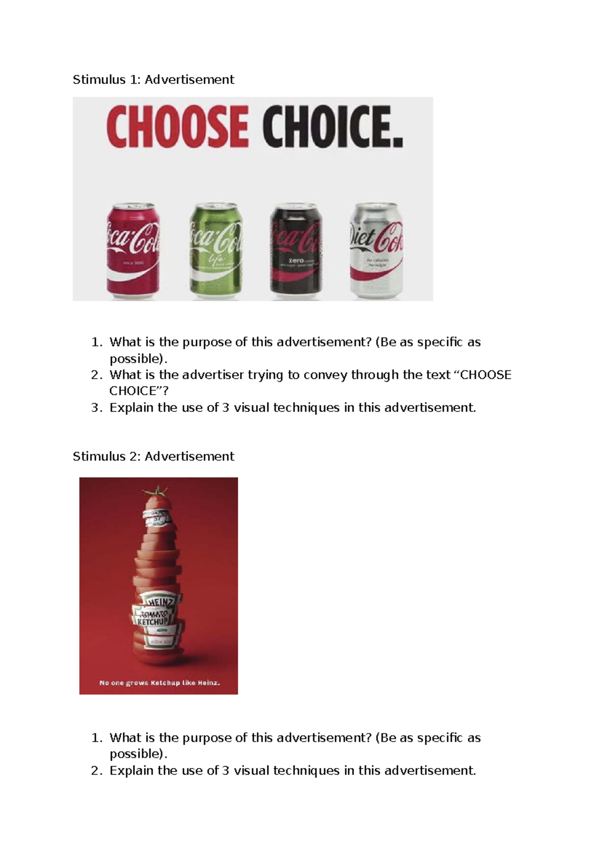 Visual Literacy Analysis: Advertisements, Movie Scenes & Photos - Studocu