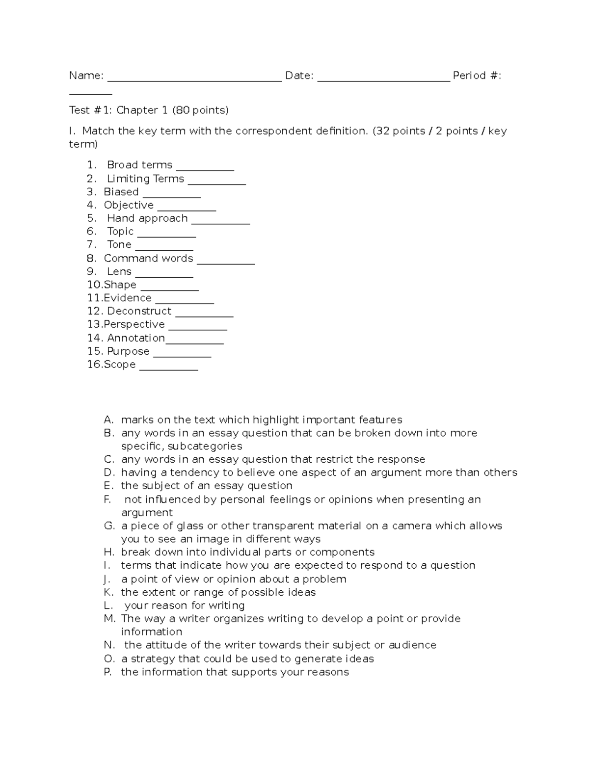 Quiz 1 Review: Key Terms & Definitions for Chapter 1 - Studocu