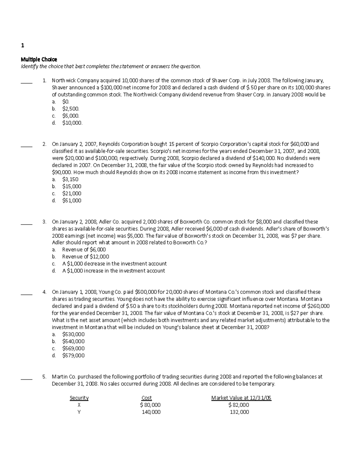 Final Exam 2019: Multiple Choice Questions & Answers - Studocu