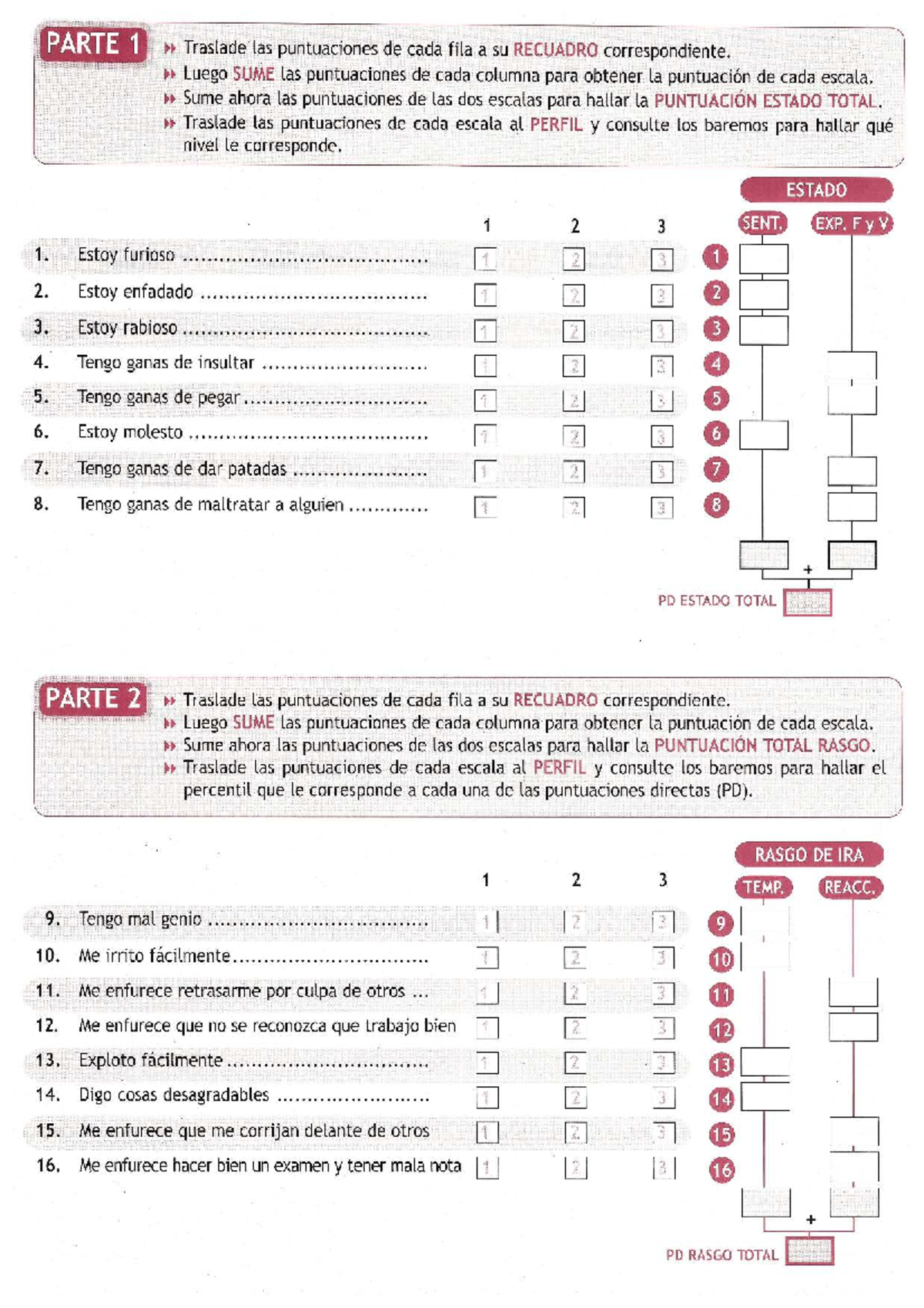 Plantilla de Corrección para Evaluación de Ira - Staxi-NA - Document Preview