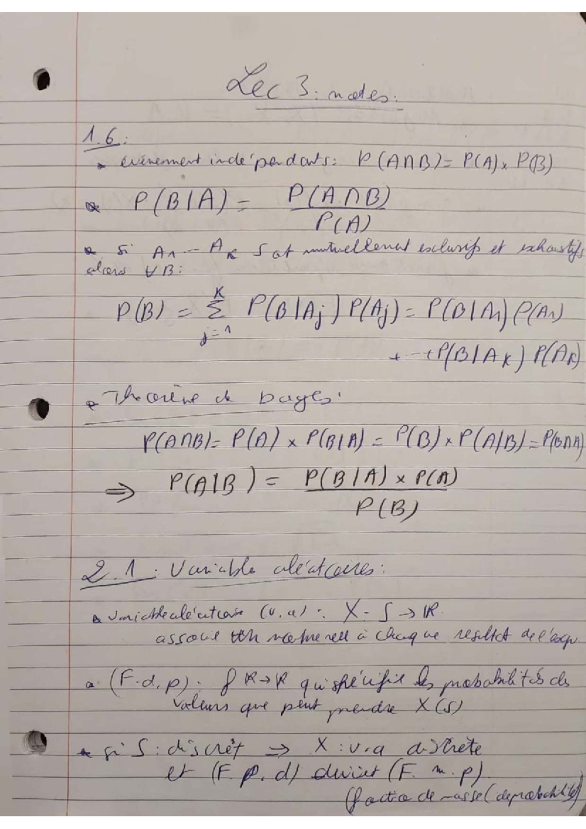 Lec 3: Handwritten Notes on Independent Events and Probability - Studocu
