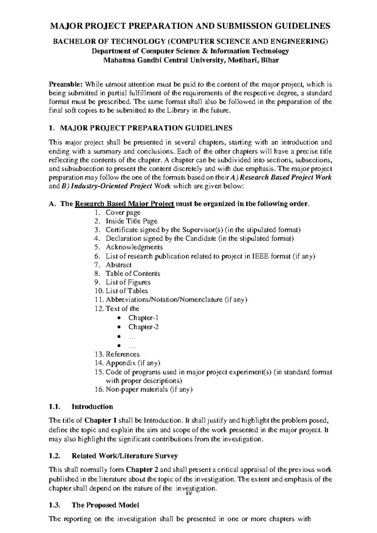 B.Tech Major Project Submission Guidelines - CSE Department - Studocu