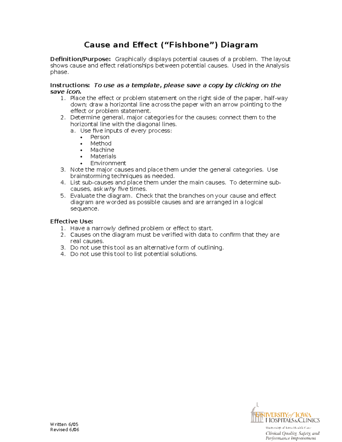 Cause and Effect Fishbone Diagram Template for Analysis - Studocu