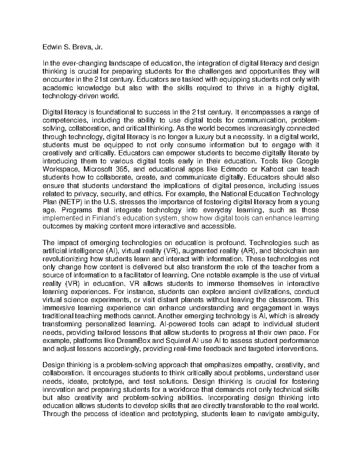 The Role of Digital Literacy in the Philippines - Edwin S. Breva, Jr ...