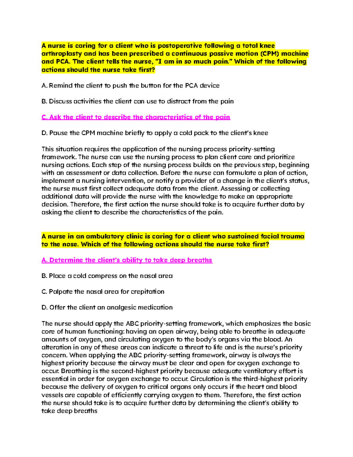 Musculoskeletal Nursing Questions: Postoperative Care & Pain Management ...