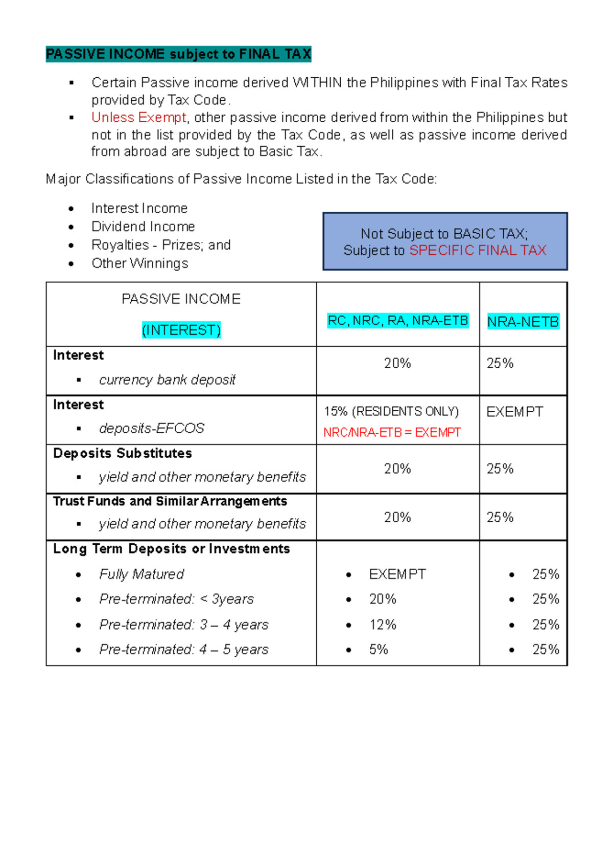 Final Exam on TAX: Understanding Final and Capital Gains Tax - Studocu