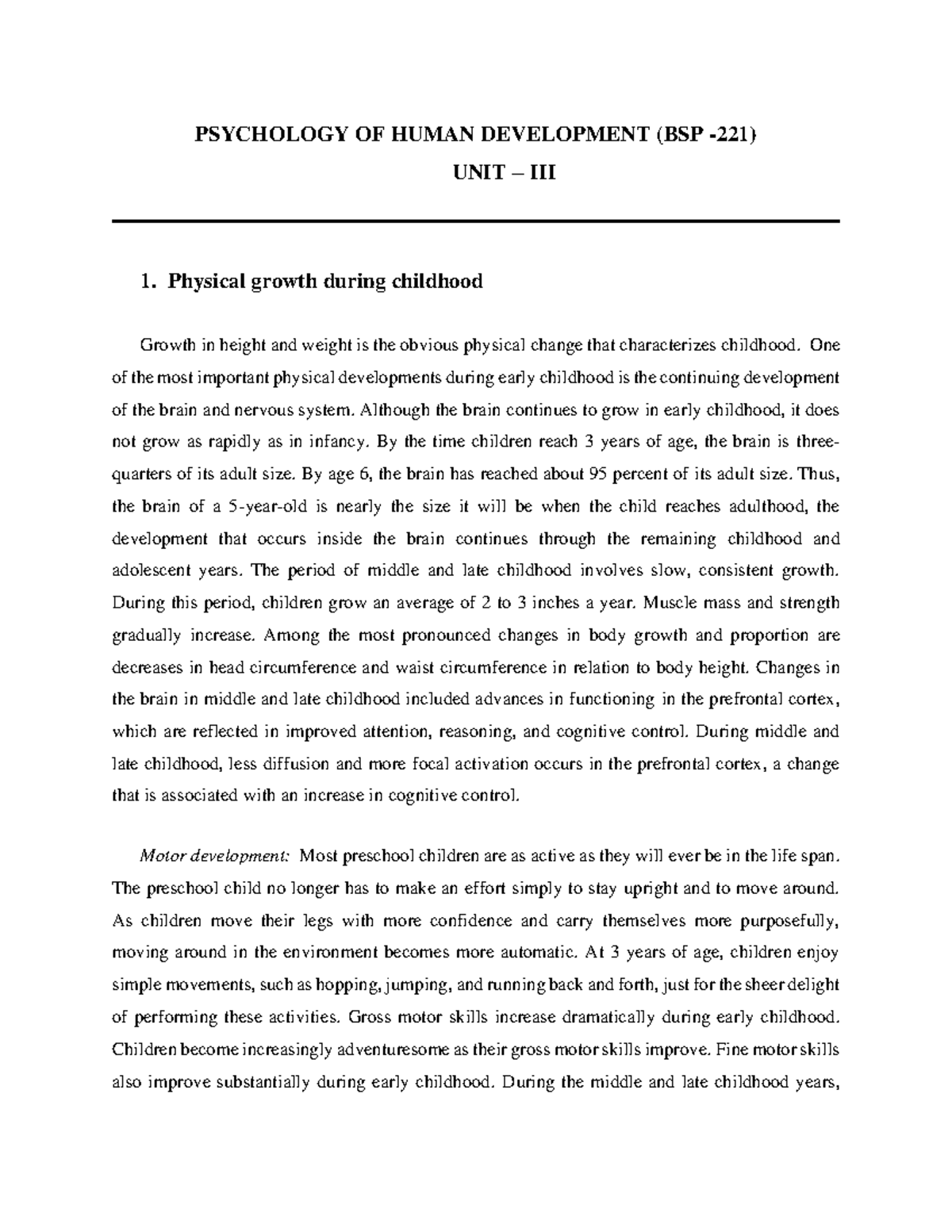UNIT-III Psychology of Human Development - PSYCHOLOGY OF HUMAN ...
