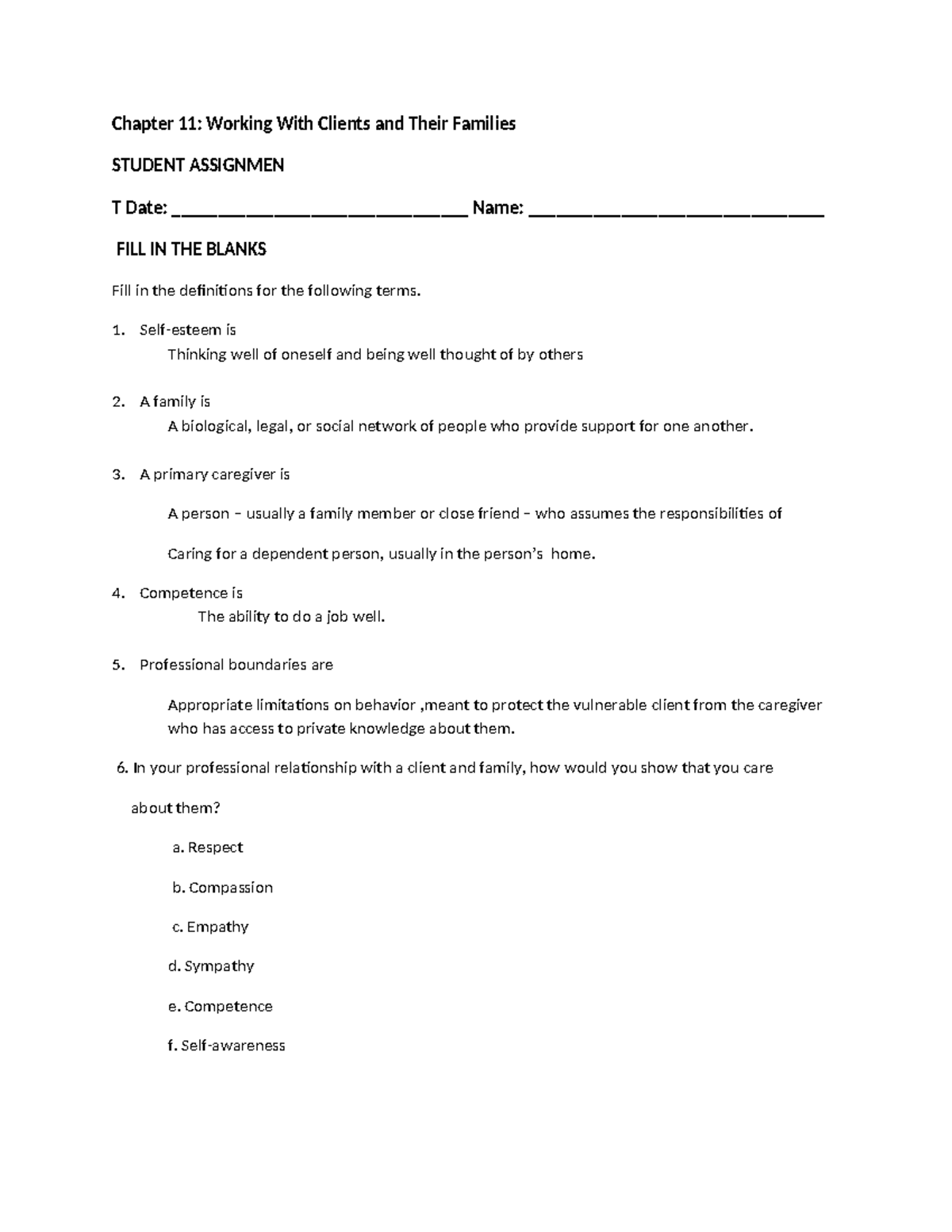 Chapter 11 Assignment - NONE - Chapter 11: Working With Clients and ...