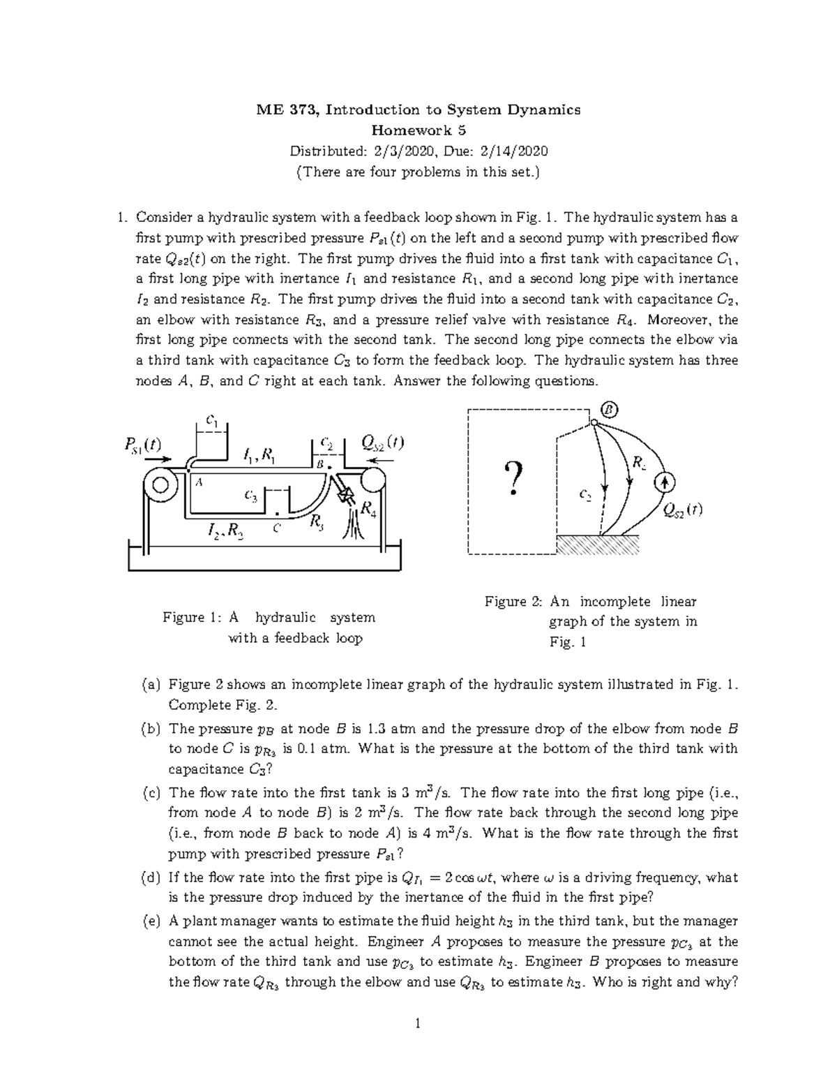 ME 373 - Homework 5: System Dynamics Analysis and Problems - Studocu