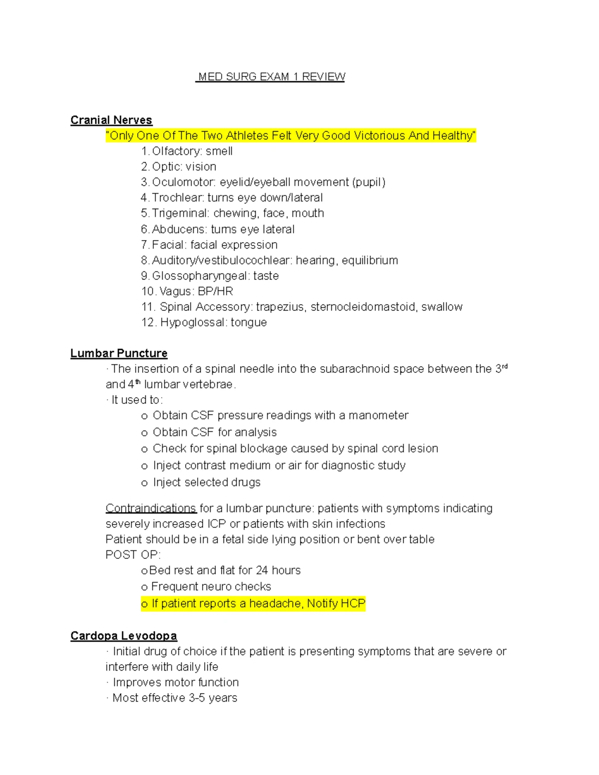 Med Surg Exam 1 - Comprehensive Review of Key Nursing Concepts - Studocu