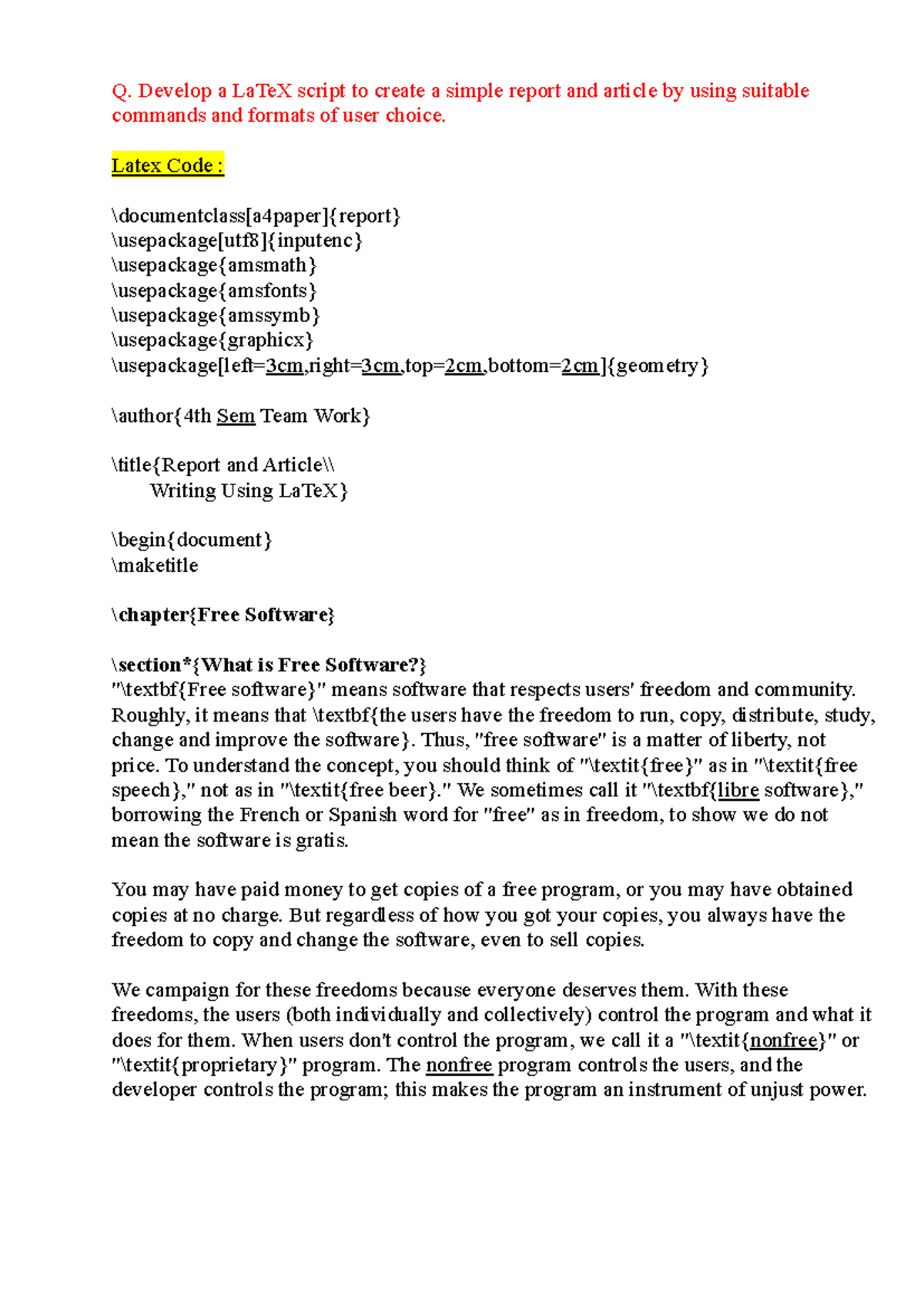 LaTeX Expt No 12 - Creating a Simple Report and Article - Studocu