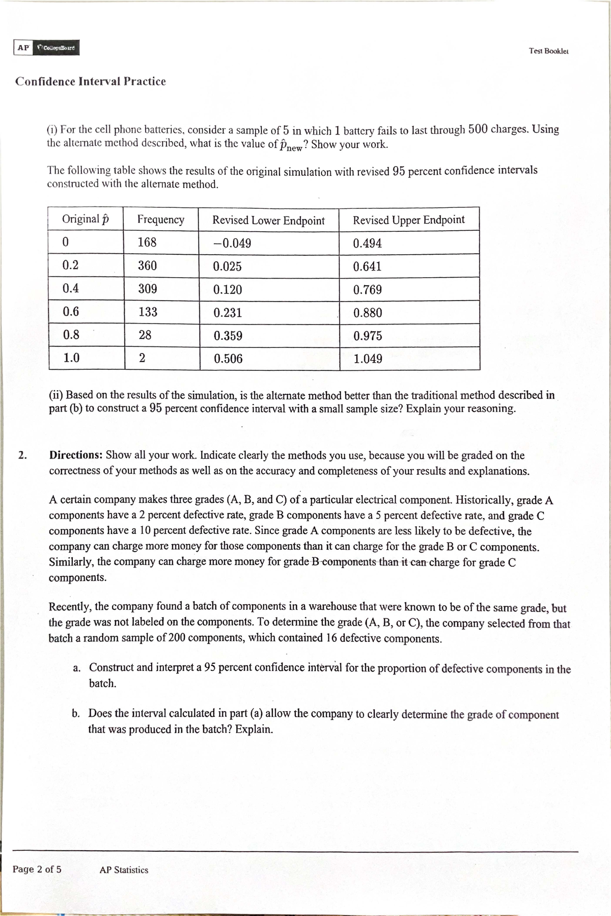 AP Statistics Confidence Interval Practice & Analysis - Studocu