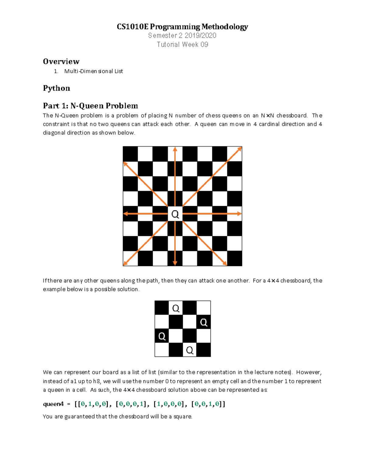 Wk09 - Tut - CS1010E Programming Methodology S emest er 2 2019/ 2020 ...