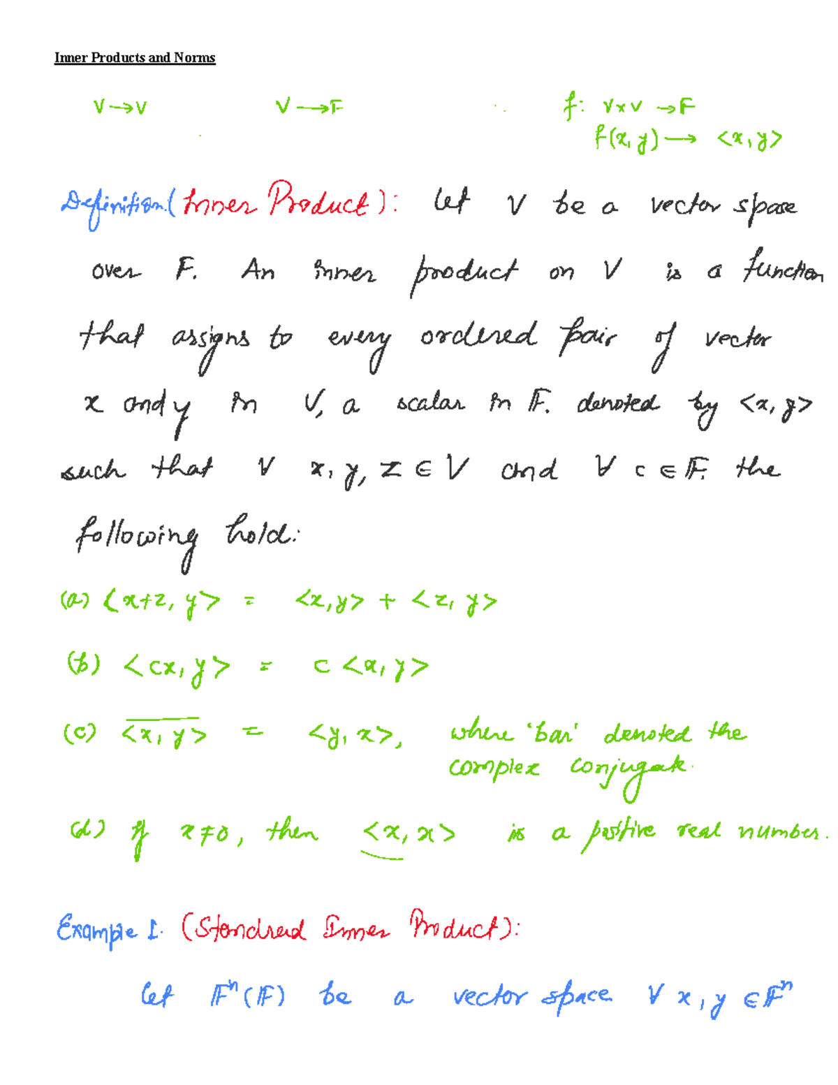 Inner Products and Norms: A Comprehensive Study (MATH 15) - Studocu