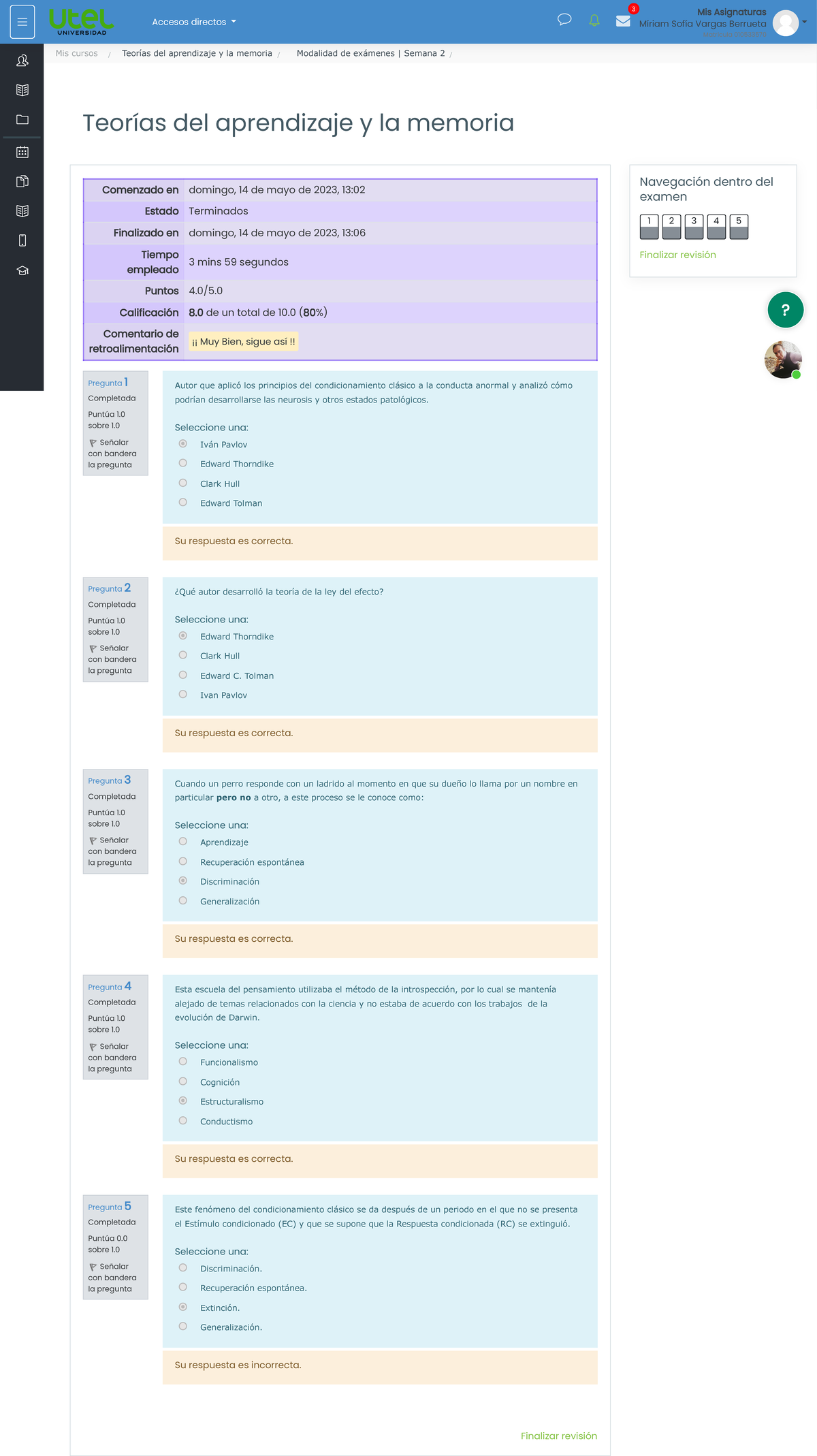 Modalidad de Exámenes Teorías del Aprendizaje y Memoria - Semana 2 ...