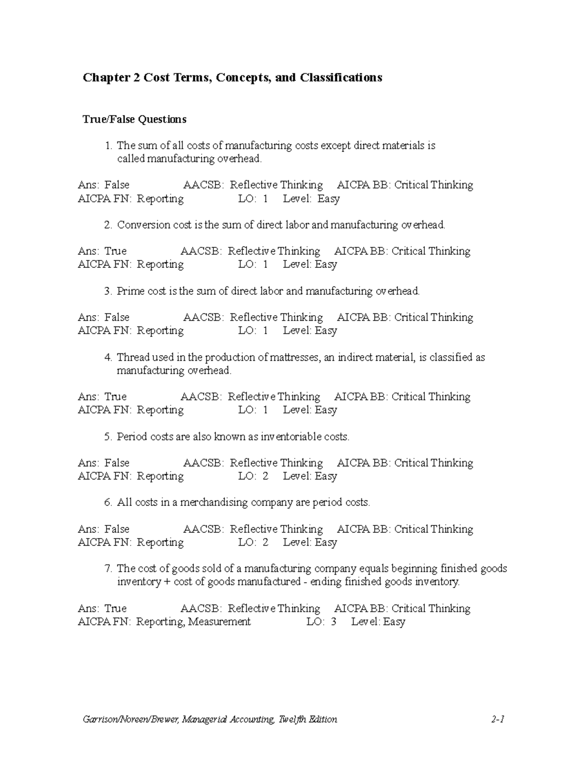 Chapter 2 Cost Terms Concepts and Classi-converted - Managerial ...