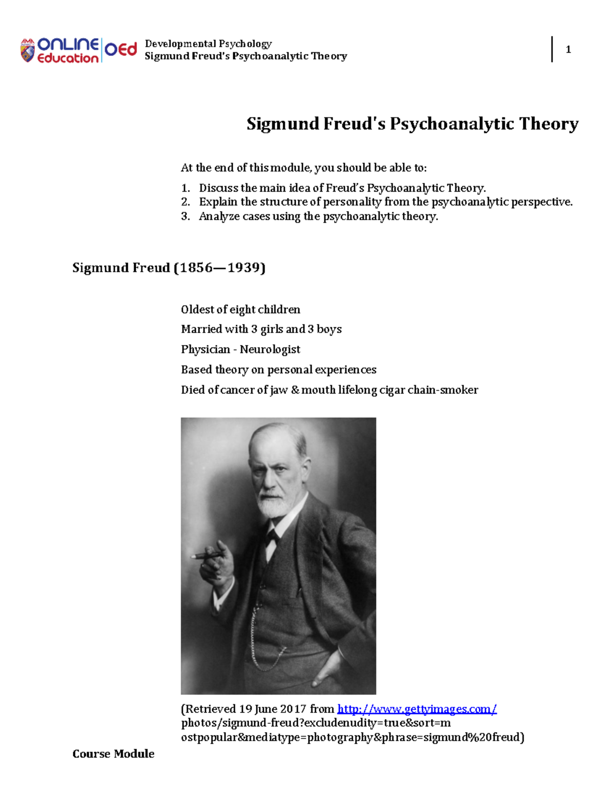 EDUC6320 MOD7 - Freud's Psychoanalytic Theory Lecture Notes - Studocu