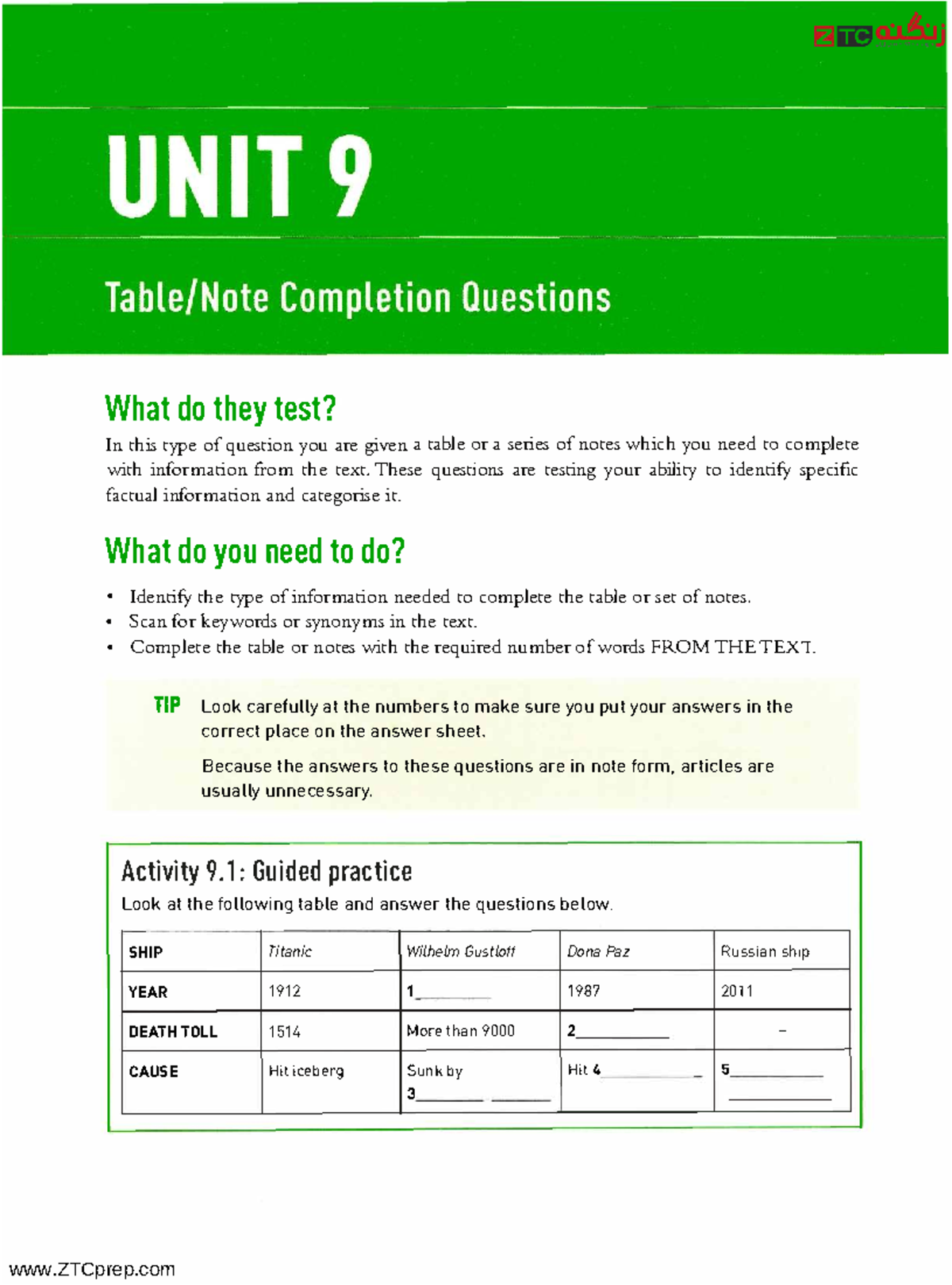 IELTS Reading Practice: Note Completion & Table Tasks - Studocu
