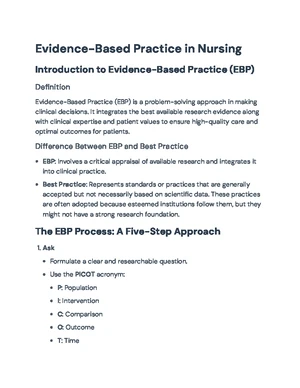 Evidence-Based Practice - Study Notes & Assignments - Studocu