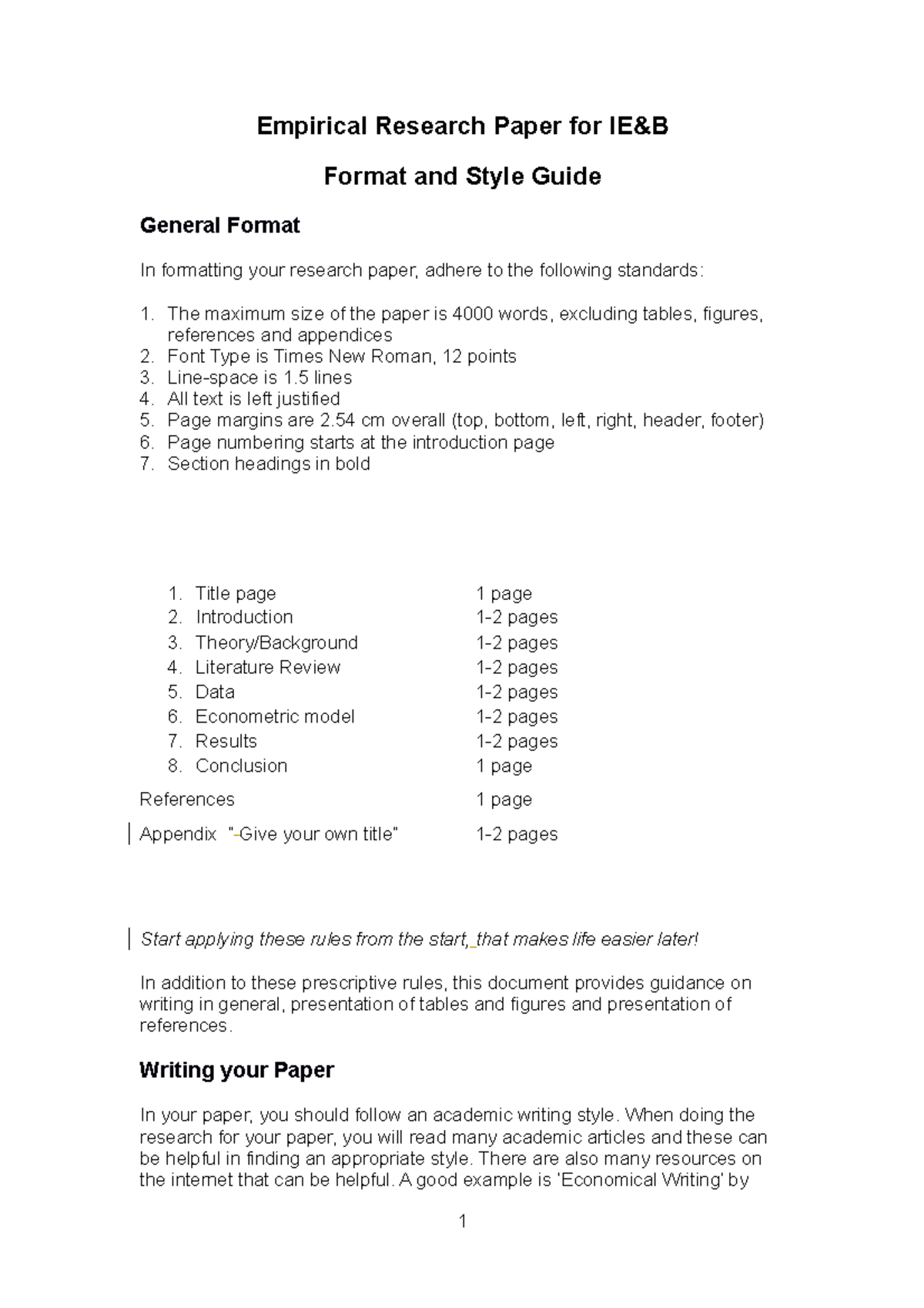 IE&B Research Paper Format & Style Guide: Essential Writing Rules ...