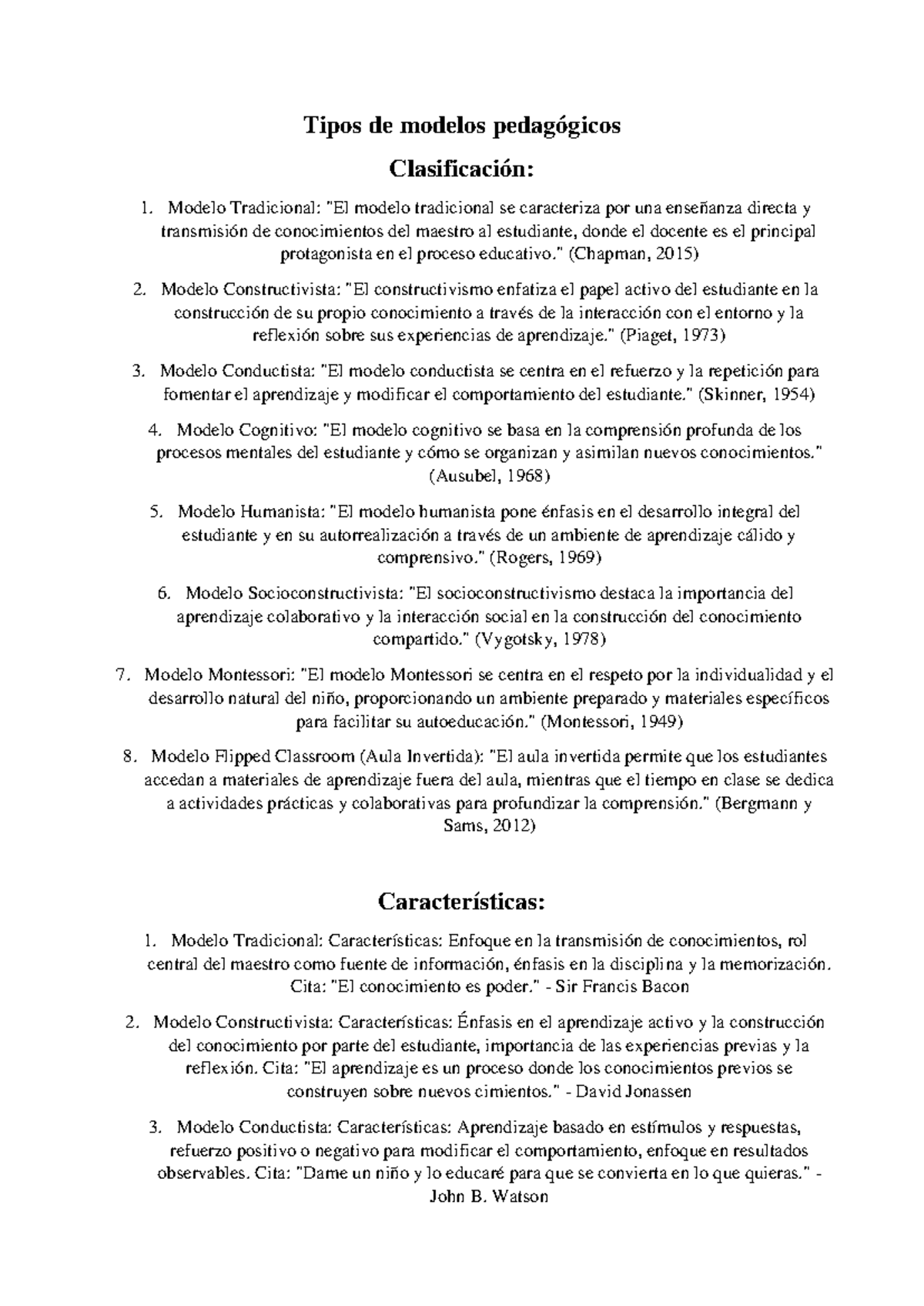 Tipos de modelos pedagógicos - Tipos de modelos pedagógicos ...