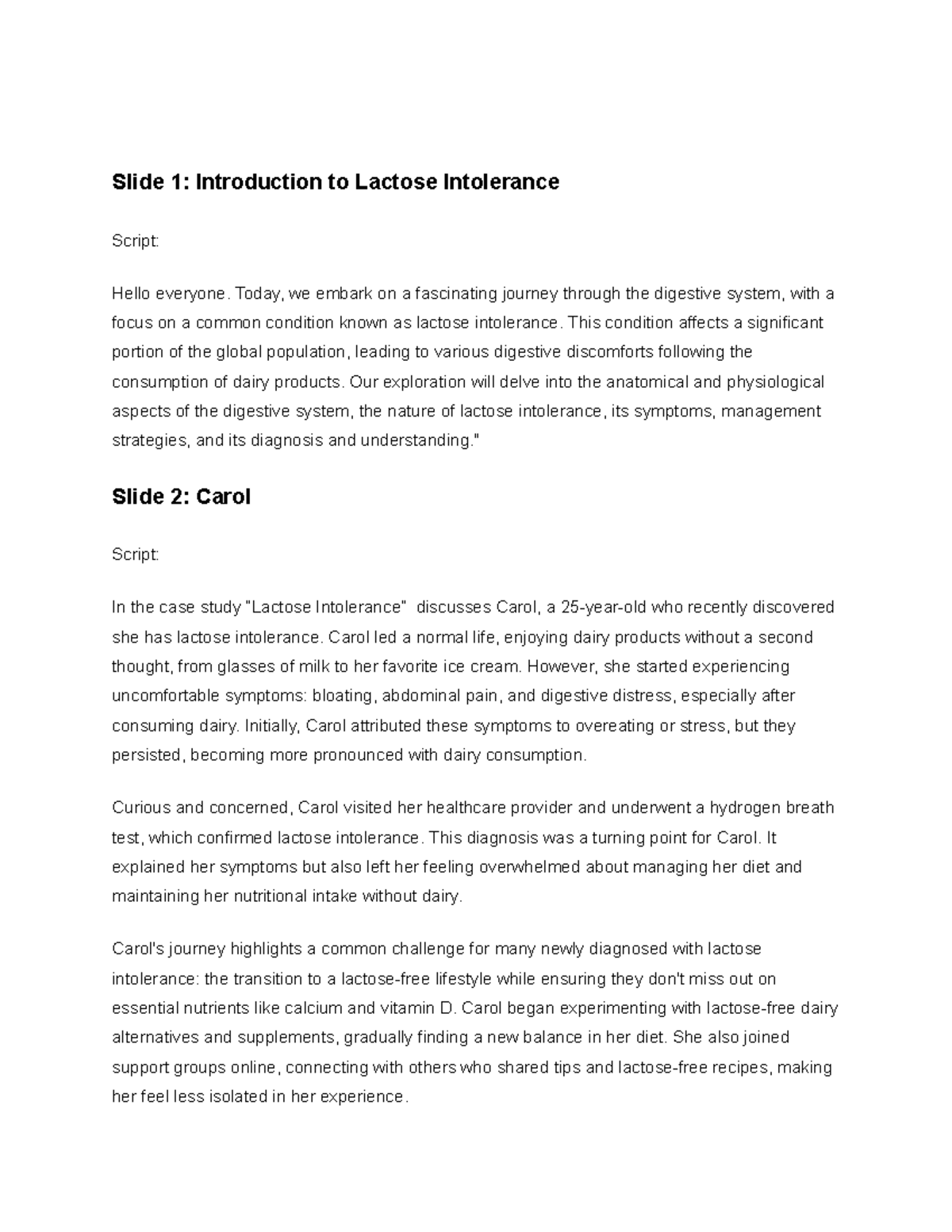 Lactose Intolerance - Slide 1: Introduction to Lactose Intolerance ...