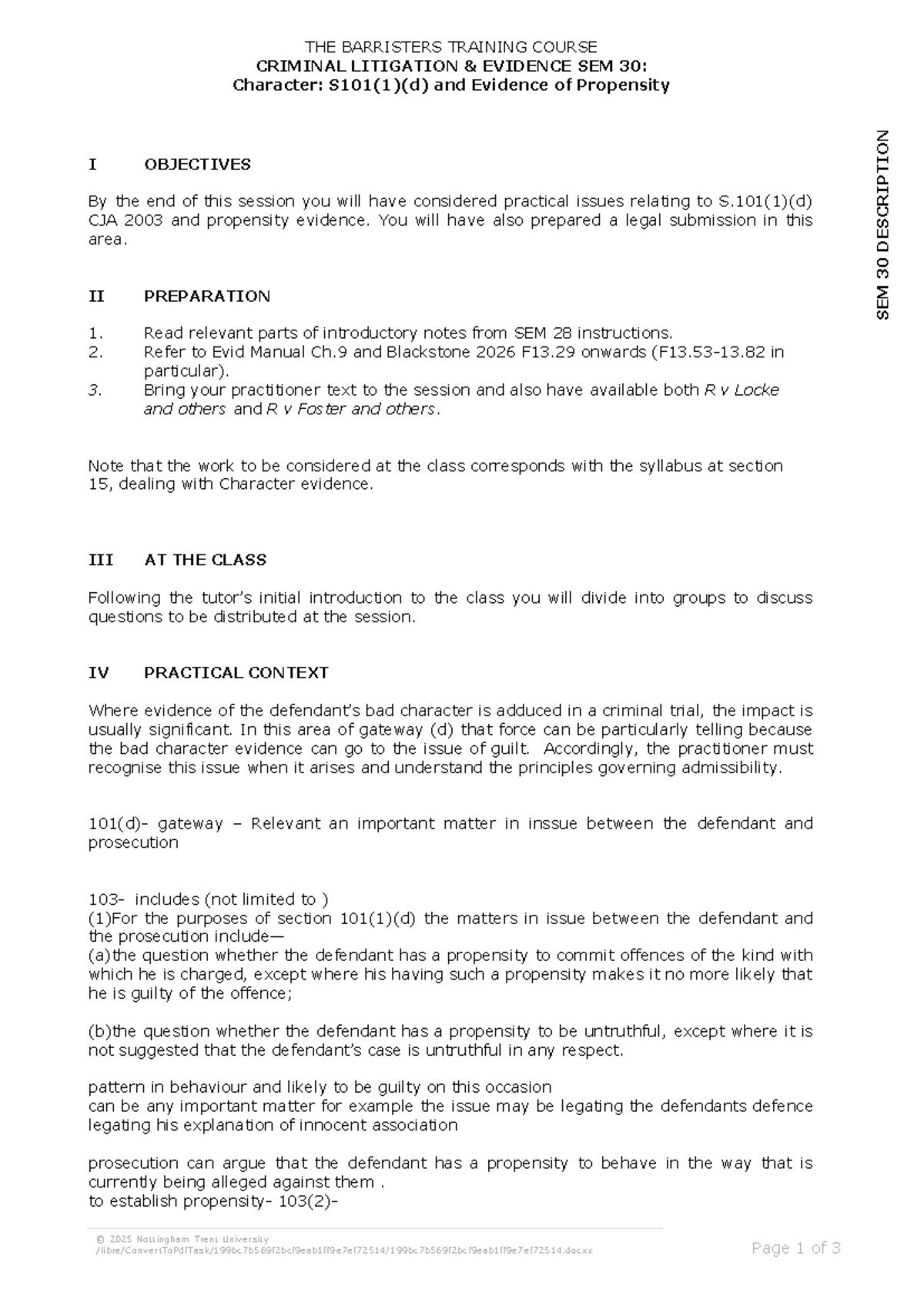 Crim Lit & Evidence SEM 30: Understanding S.101(1)(d) & Propensity ...