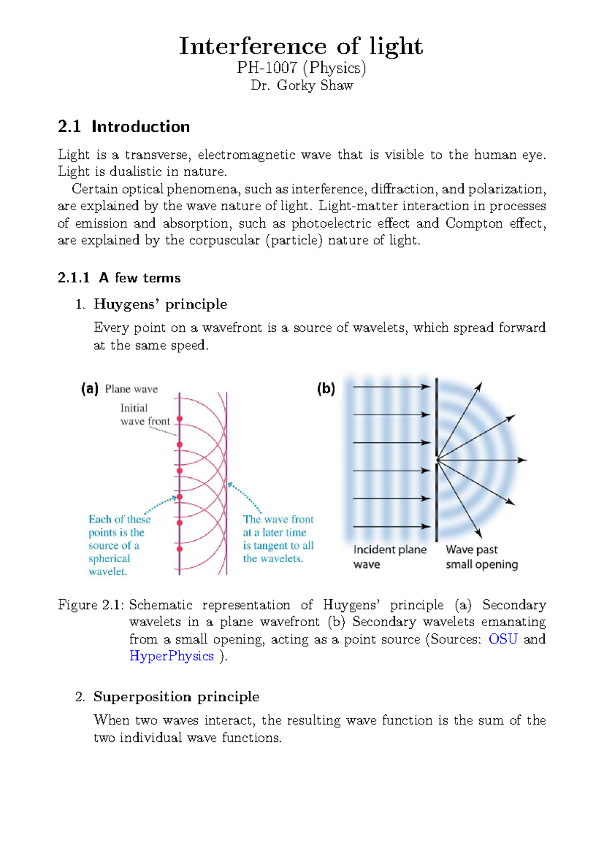Interference of Light: Concepts and Analysis (PHYS 101) - Studocu