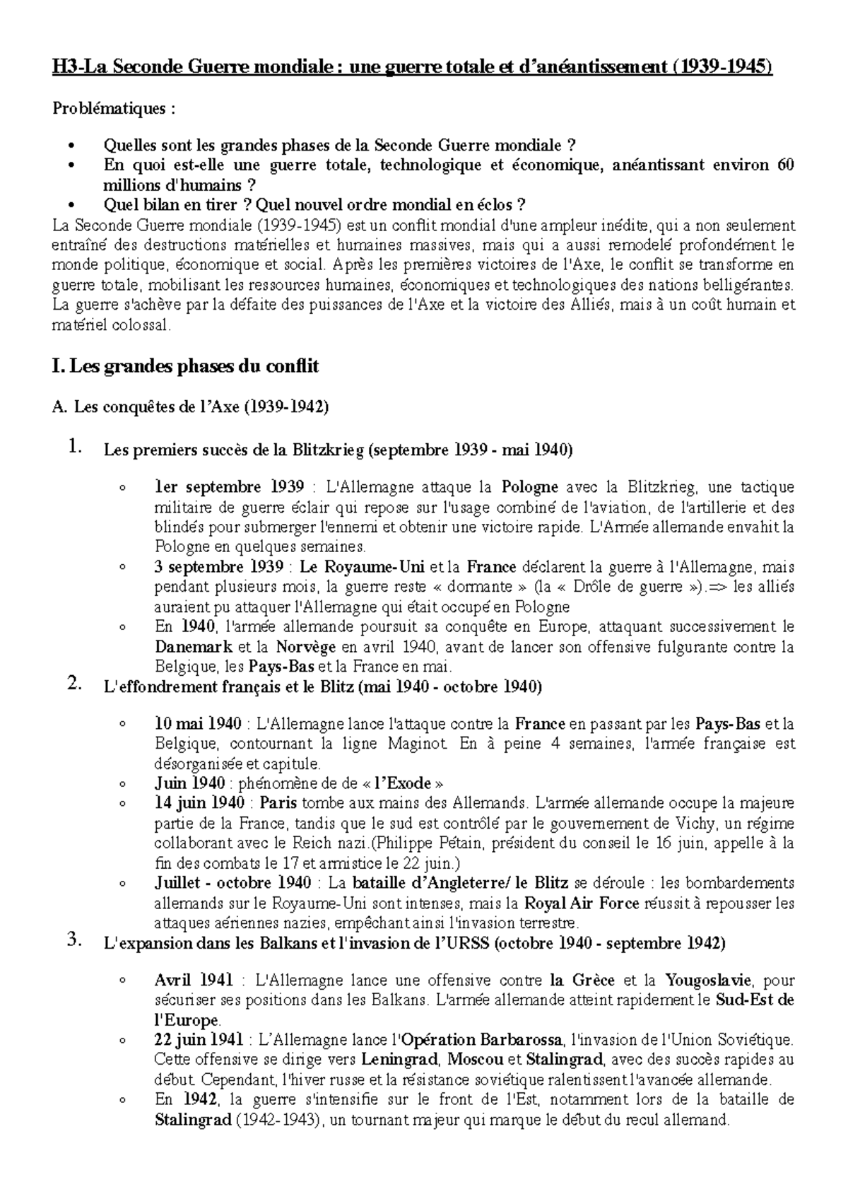 2GM - Cours Complet sur les Phases et Conséquences de la Seconde Guerre ...