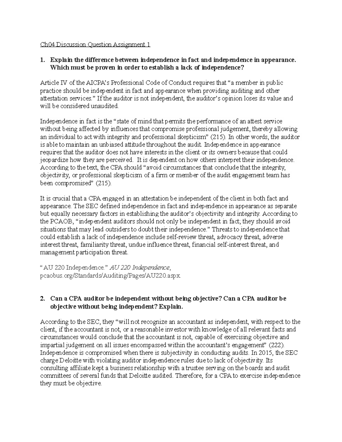 ACCT 558 CH 4 DQ Assignment - Ch04 Discussion Question Assignment 1 ...