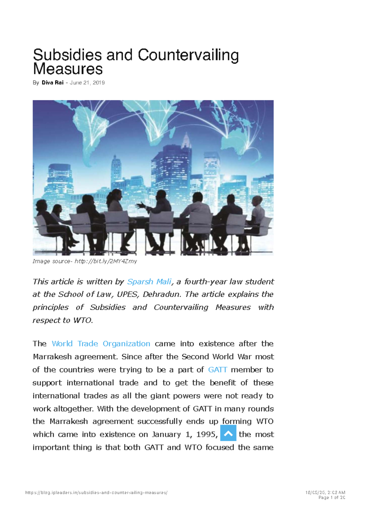 Subsidies and Countervailing Measures: An Overview of WTO SCM Agreement ...