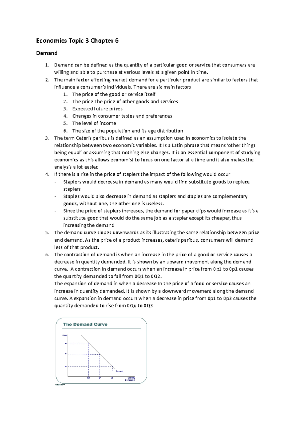 Economics Topic 3 Chapter 6 - Economics Topic 3 Chapter 6 Demand Demand ...