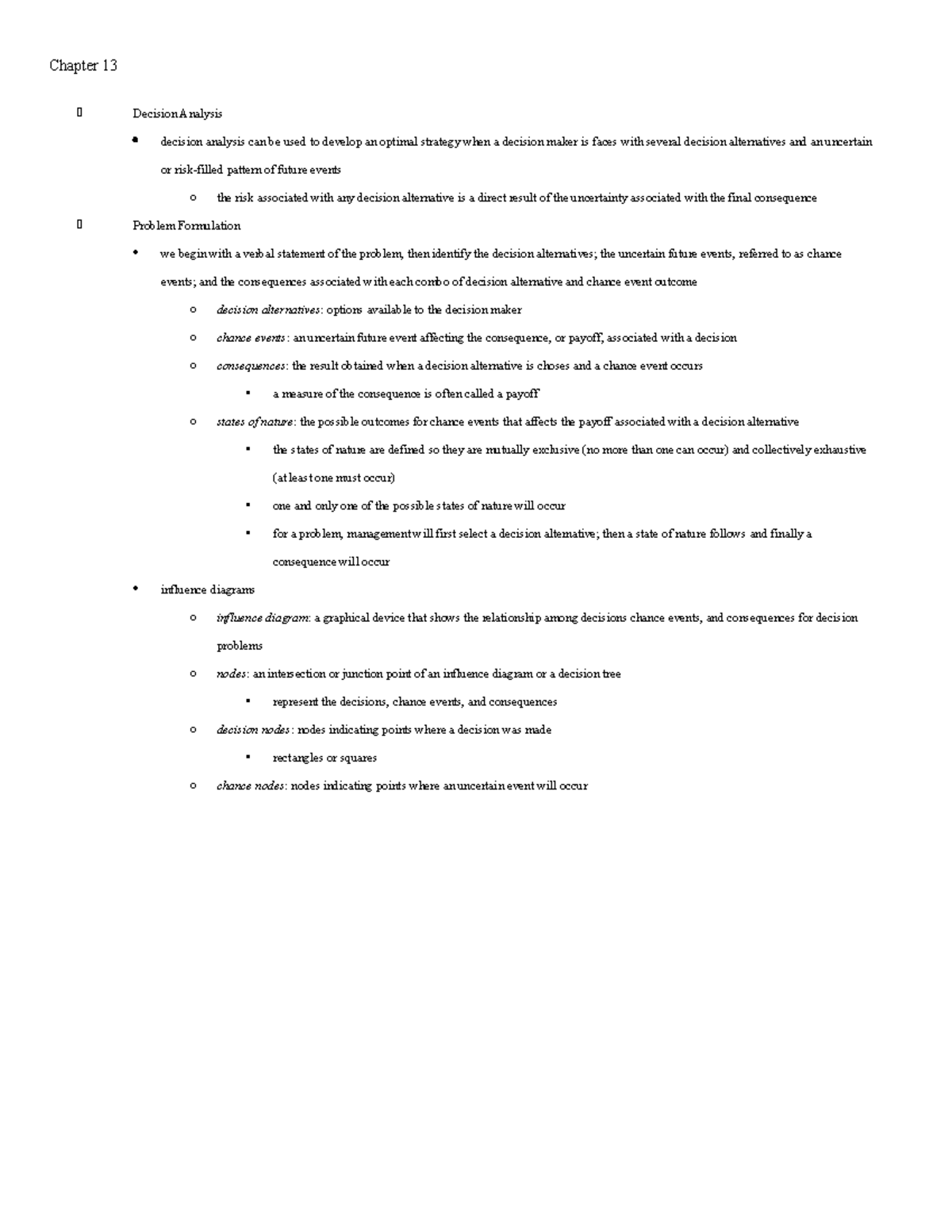 Quiz 3 Review: Decision Analysis & Forecasting Techniques in Ch 13 ...