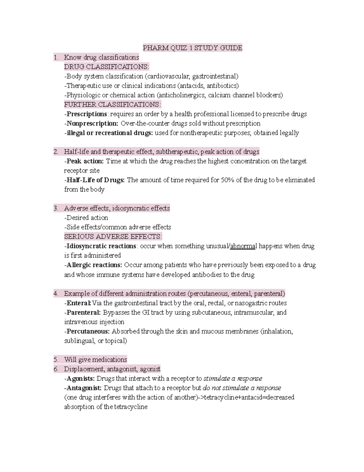 Term 2 Exam 1 Pharmacology Study Guide and Review Notes - Studocu