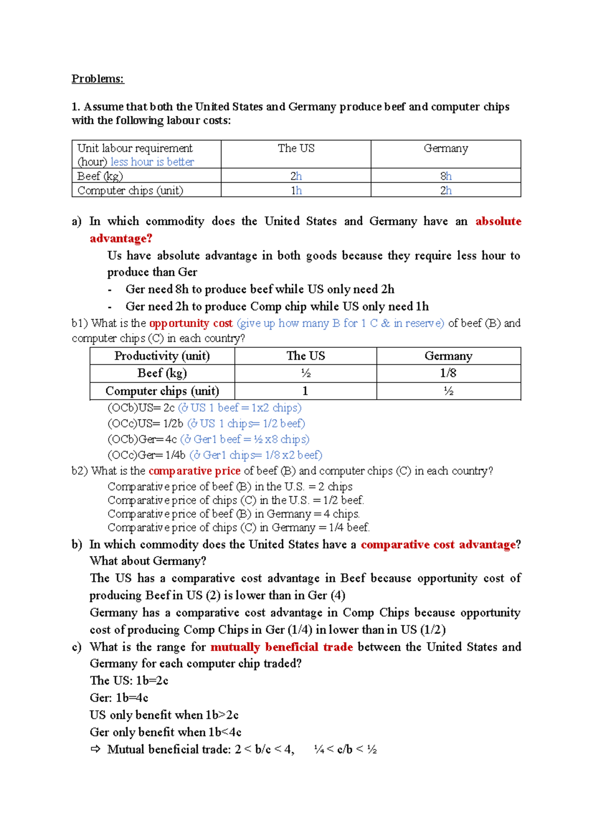 Homework for Week 3: Comparative Advantage in Trade Analysis - Studocu
