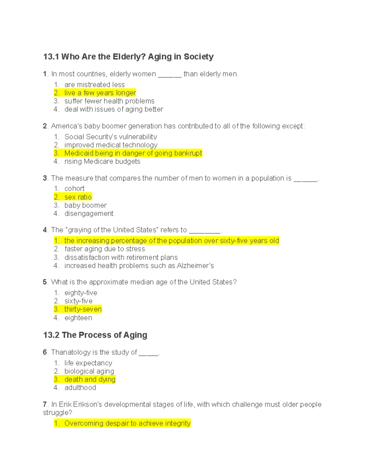 Chapters 13-14 Study Guide With Answers - 13 Who Are the Elderly? Aging ...