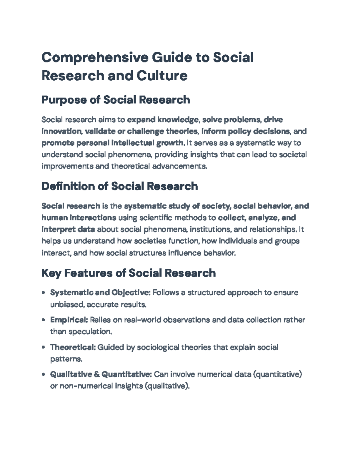 Comprehensive Guide to Social Research & Culture (SOC 101) - Studocu