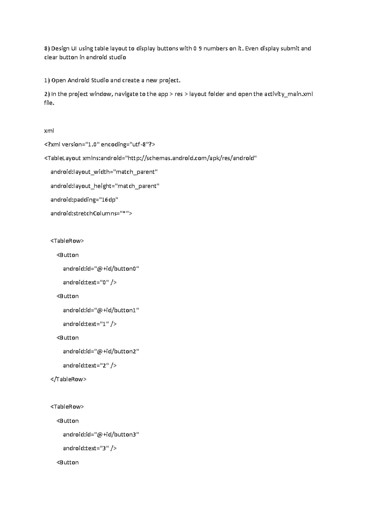 Android Studio UI Layout Instructions - Doc 9 - Studocu