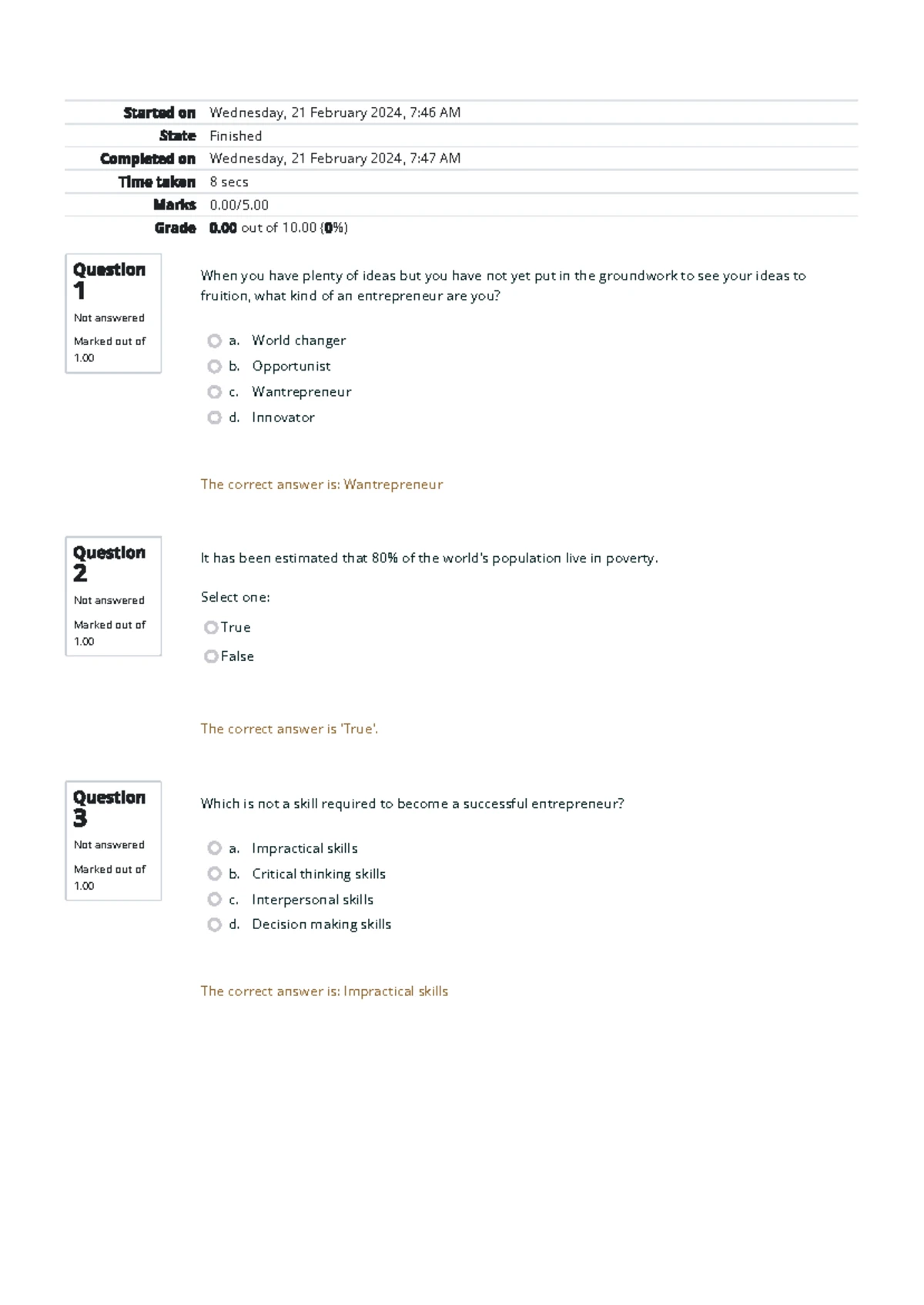 Self-Quiz Review: Unit 5 Attempt - Home3 Analysis & Answers - Studocu