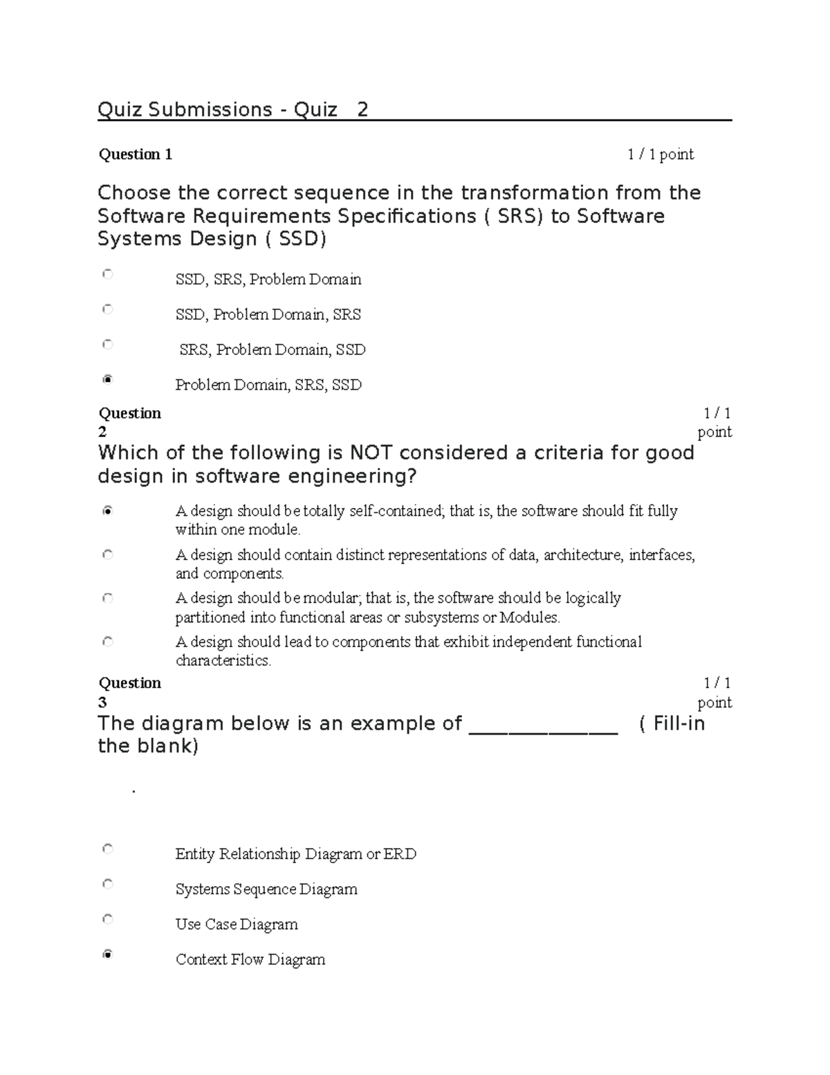 Quiz 2 - Software Engineering Design Fundamentals Insights - Studocu