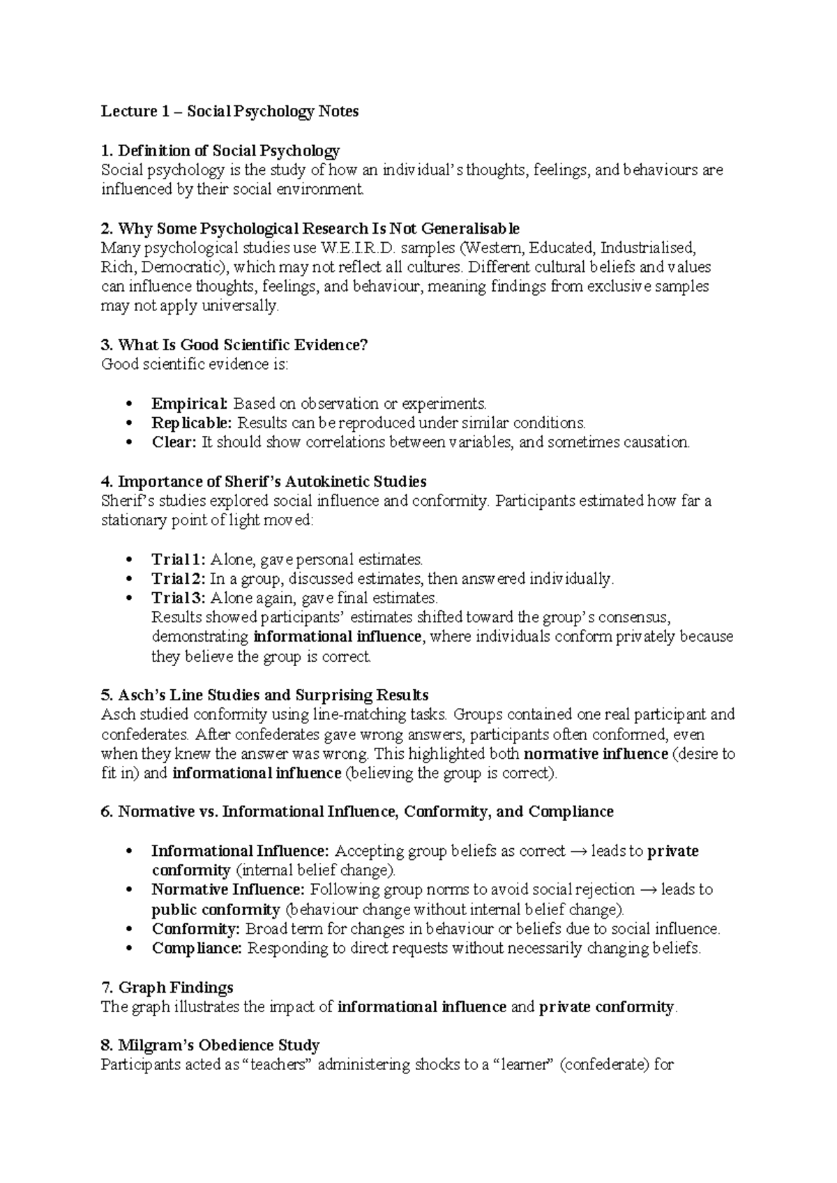 Psyc1004 Lecture 1: Intro to Social Psychology & Key Concepts - Studocu